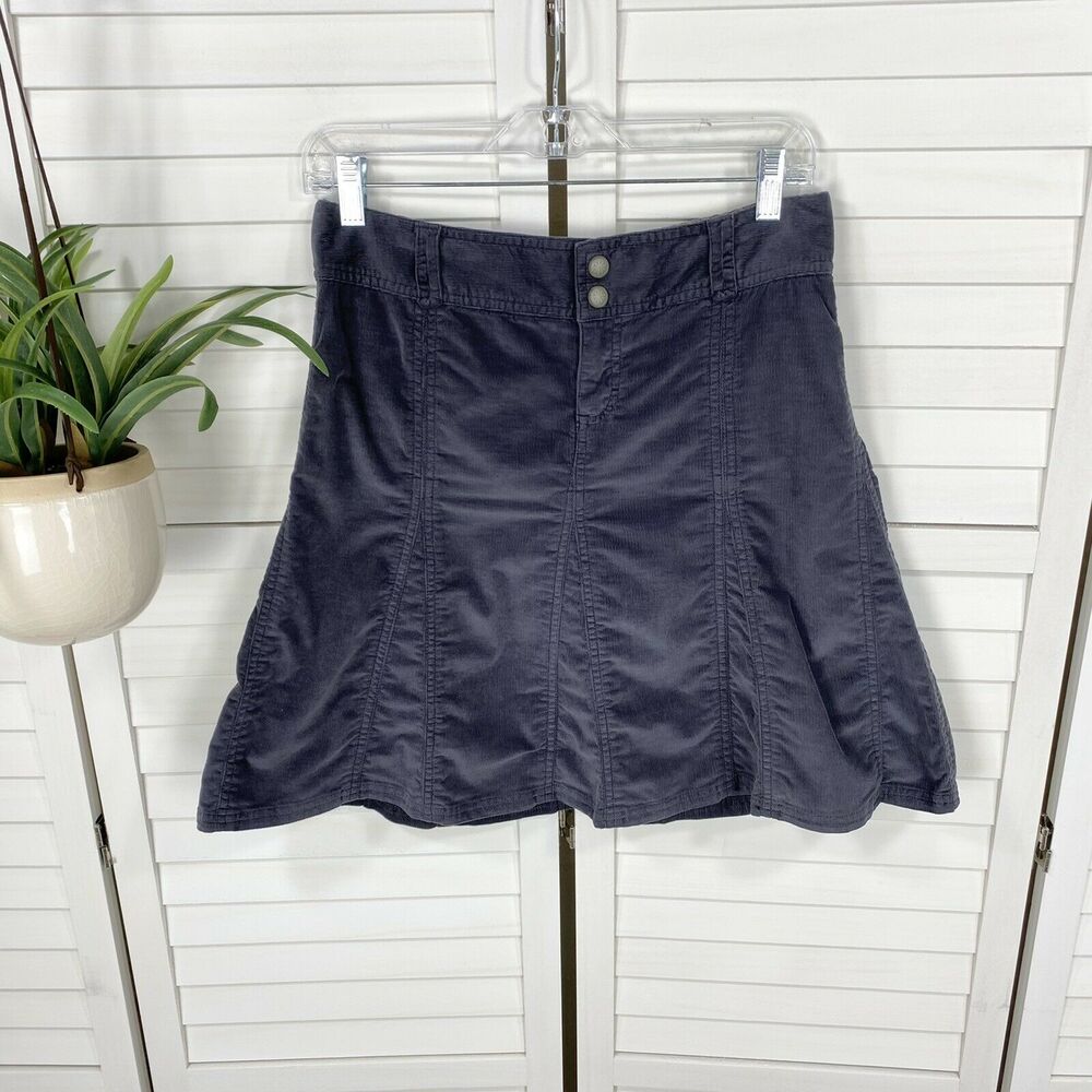 Athleta Gray Whenever Corduroy Skirt A Line Athleisure Snap Drawstring Size 4